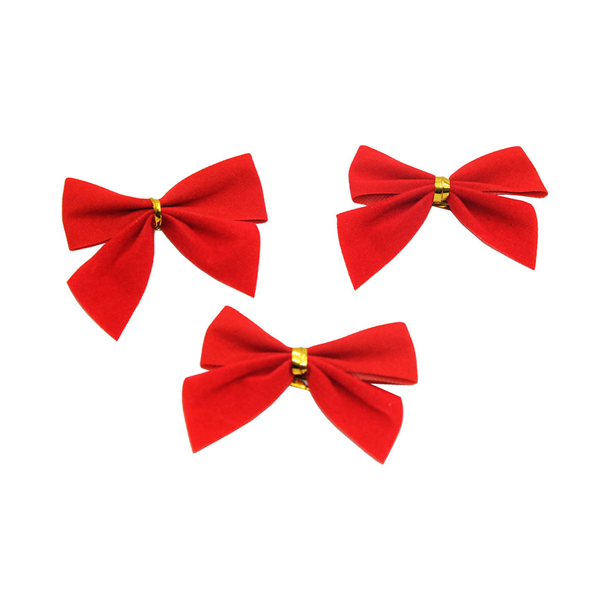 โบว์สีแดง 12 ชิ้น โบว์ประดับต้นคริสต์มาส โบว์ผ้า โบว์ขนาดเล็ก อุปกรณ์ตกแต่งต้นคริสต์มาส Christmas Tree Decoration Ribbon
