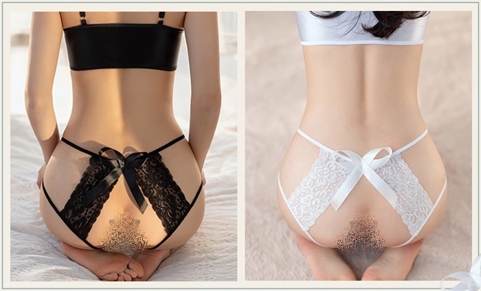 NA120 กางเกงในลูกไม้เปิดเป้า กางเกงในเปิดเป้า กางเกงในสไตล์อีโรติกแต่งแถบผ้าลูกไม้ ตรงกลางเปิดเป้าโล่งๆตามรูปเลยค่ะ