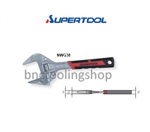ประแจเลื่อนปากเปิดกว้างพิเศษ ด้ามหุ้มยาง,Super Wide Adjustable Angle Wrench(Grip type),Supertool,NWG38