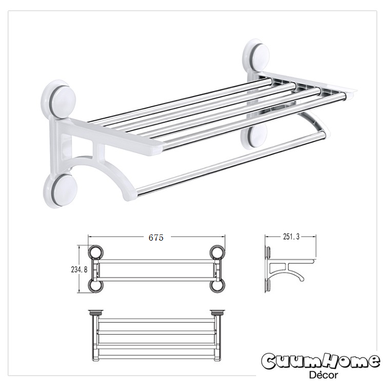 VR-31 ชั้นวางและแขวนผ้าขนหนู ไม่ต้องเจาะผนัง