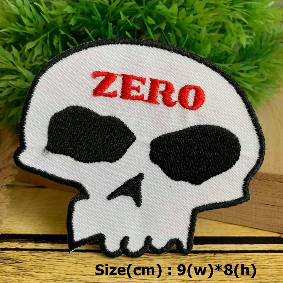 กะโหลก zero Street Style ตัวรีดติดเสื้อ อาร์มรีด อาร์มปัก ตกแต่งเสื้อผ้า หมวก กระเป๋า แจ๊คเก็ตยีนส์ Dark Embroidered Iron on Patch