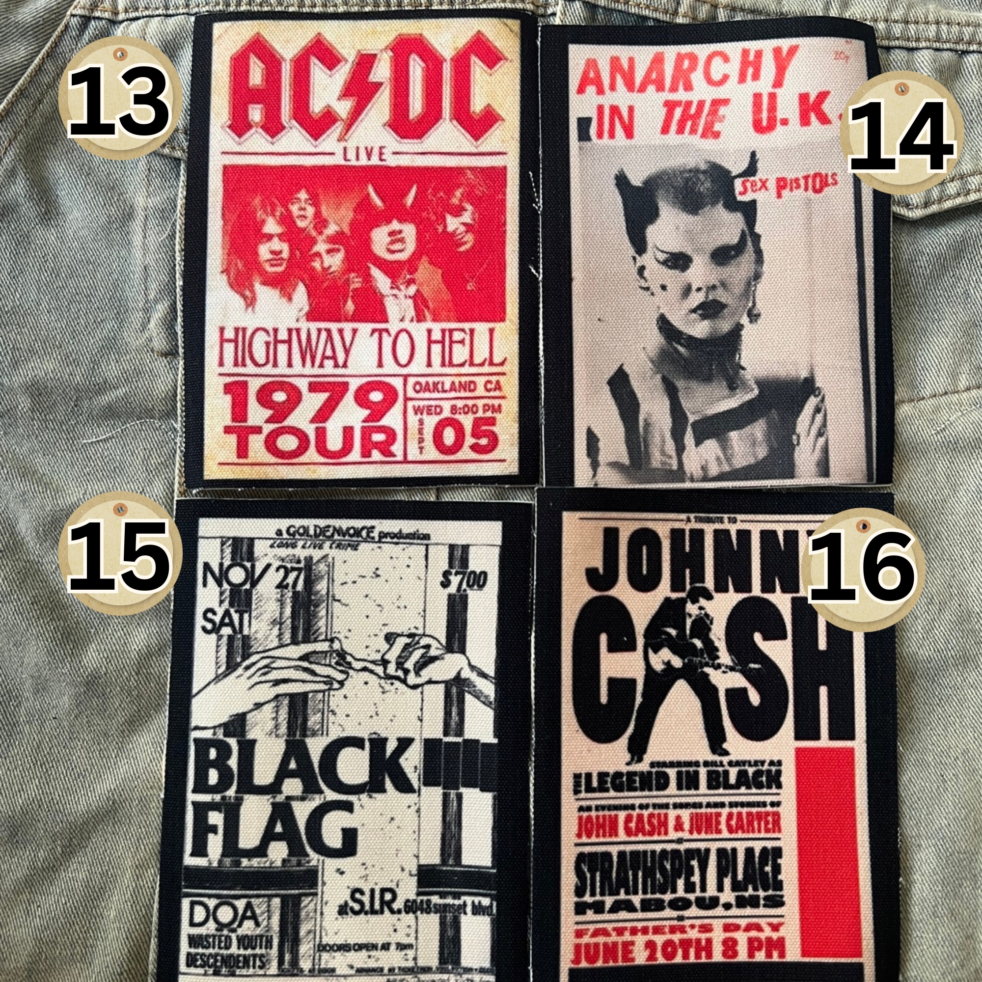 ตัวรีดติดเสื้อ วงดนตรี ร็อค วินเทจ พังค์ ผ้าแคนวาสพิมพ์ลาย ตกแต่งเสื้อผ้า Canvas Iron on Patch