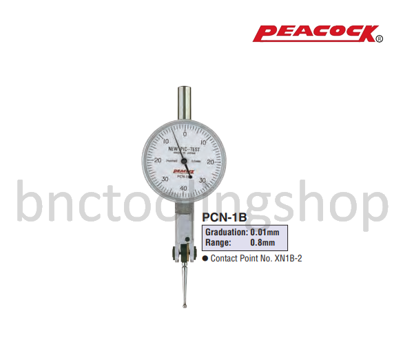 ไดอัลเทส ขนาด 0.8มิล ความละเอียด 0.01มิล,Lever Type Dial Indicator Range 0.8mm Graduation 0.01mm,Peacock,PCN-1B