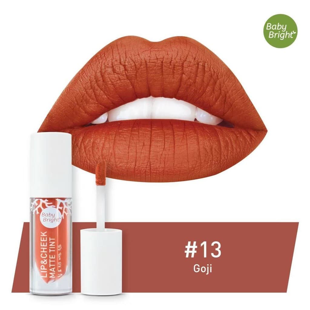 BABY BRIGHT LIP & CHEEK MATTE TINT 2.4G #13 Goji ลิปเบบี้ไบร์ท ลิปทิ้น ทิ้นท์ เนื้อแมท ใช้ได้ทั้งปากและแก้ม 2.4 กรัม สี 13 โกจิ