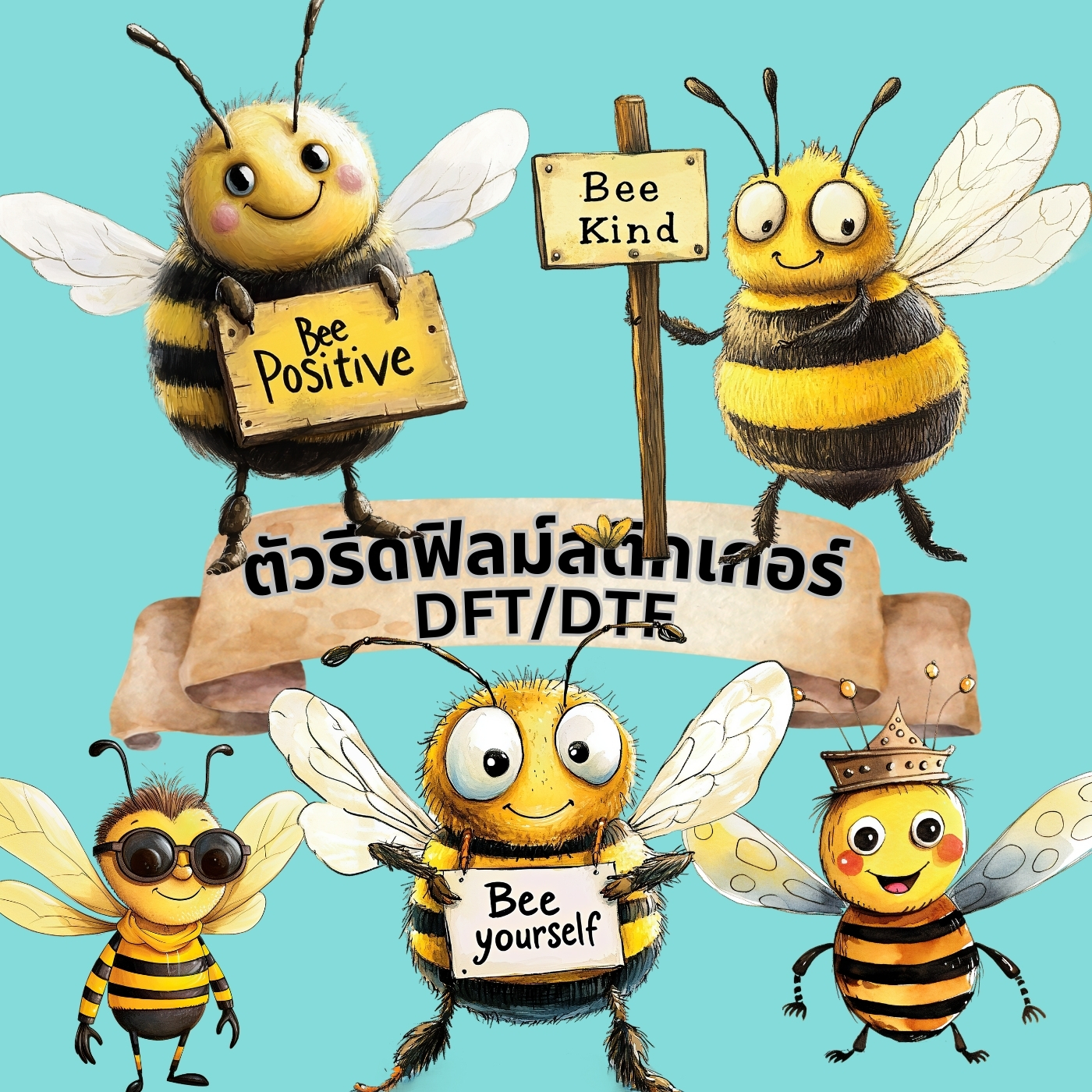 ตัวรีดติดเสื้อ ผึ้ง แนวๆ ฟิลม์รีดร้อน พิมพ์ลาย สกรีนลาย ฟิลม์ DFT DTF