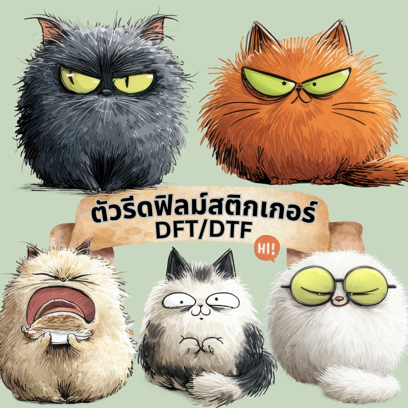 ตัวรีดติดเสื้อ แมวตัวกวน การ์ตูน ฟิลม์รีดร้อน พิมพ์ลาย สกรีนลาย ฟิลม์ DFT DTF