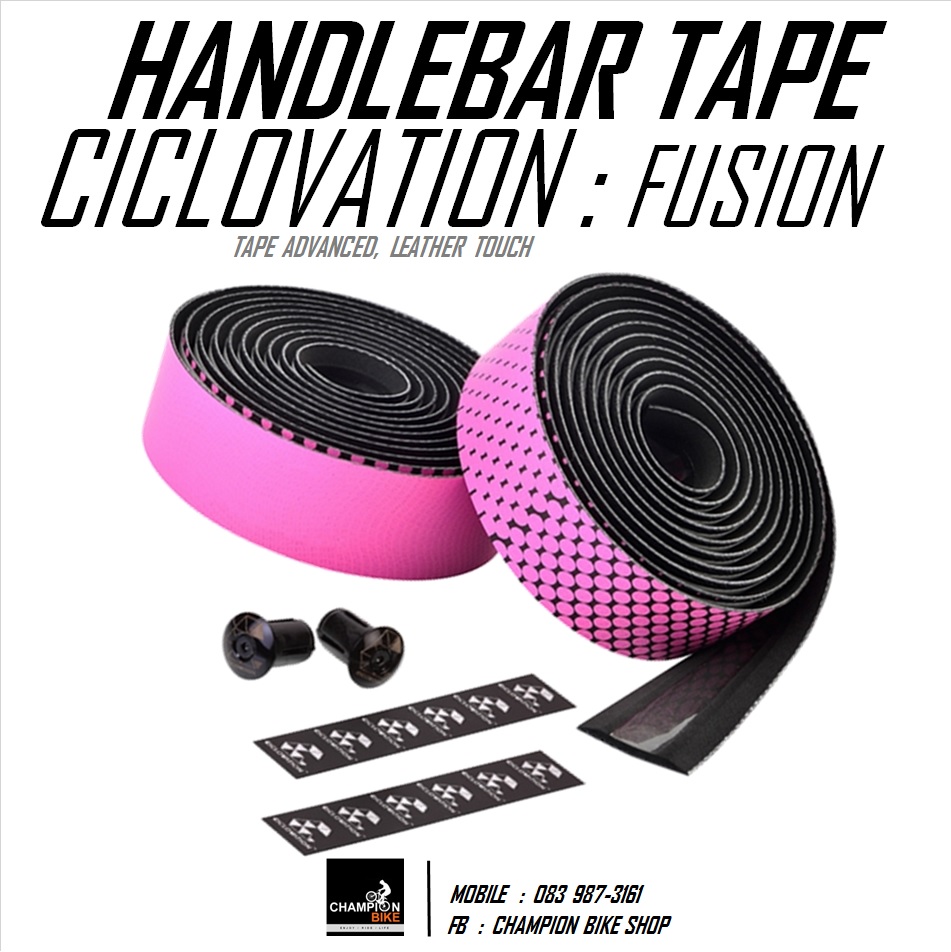 ผ้าพันแฮนด์เสือหมอบ CICLOVATION : FUSION SERIES HANDLEBAR TAPE สีดำด้าน-ชมพู