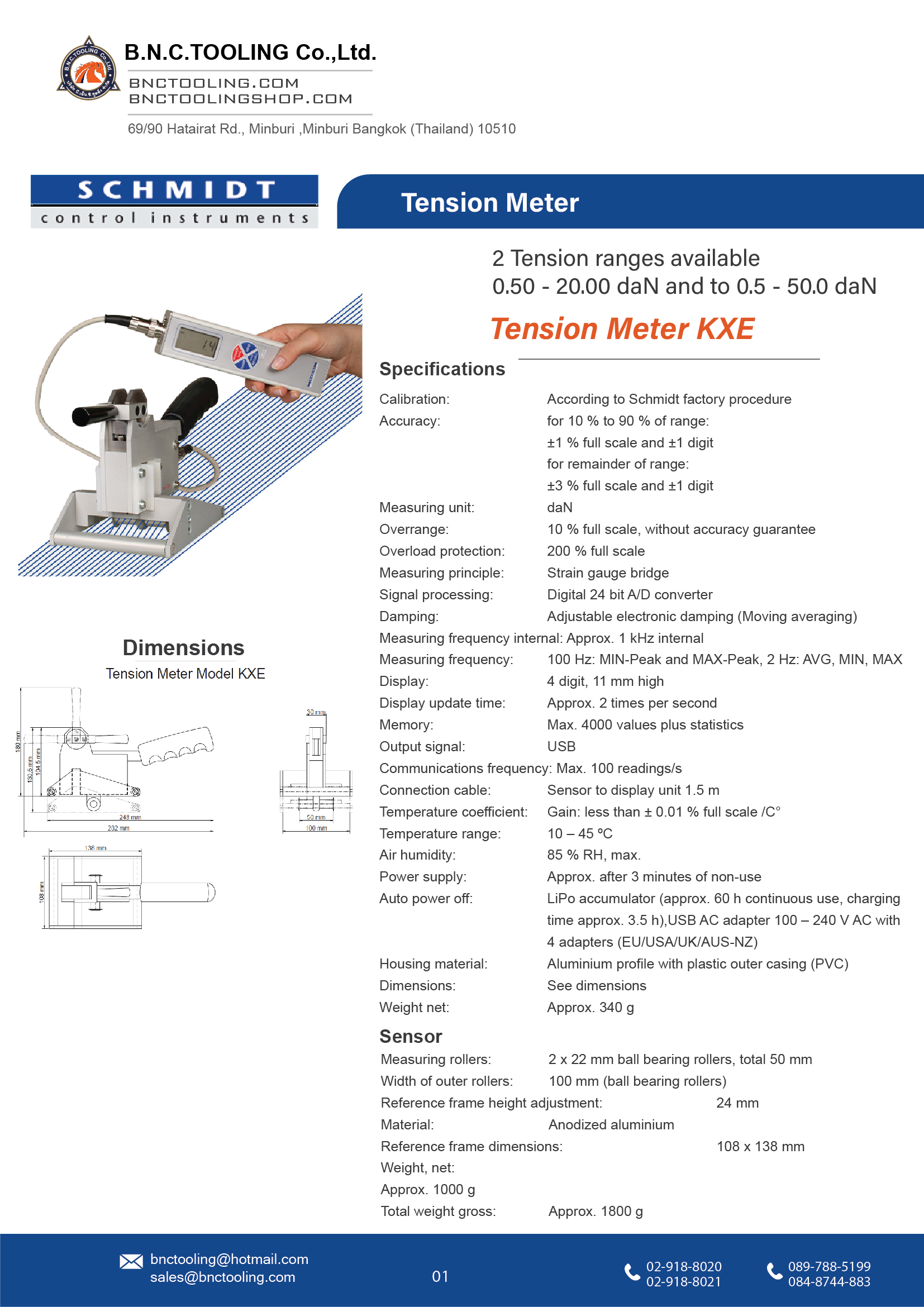 SCHMIDT,2 Tension ranges available 0.50 - 20.00 daN and to 0.5 - 50.0 daN,KXE
