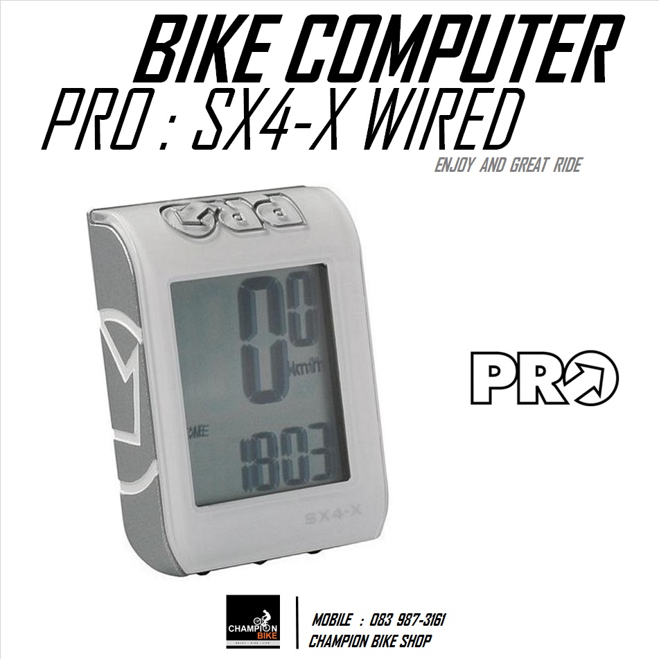 ไมล์วัดวามเร็วจักรยาน PRO : SX4-X WIRED BIKE COMPUTER สีขาว-เงิน