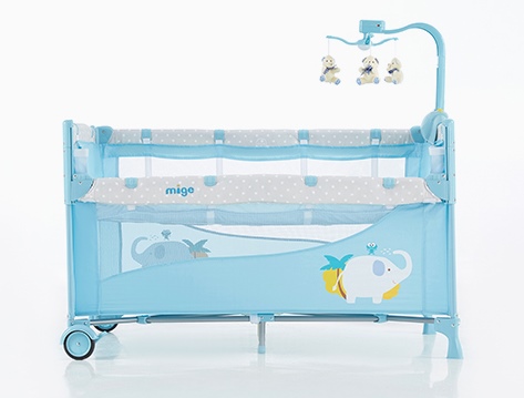 เตียงนอนเด็ก แบบเปิดด้านข้างได้ สินค้าใหม่นำเข้าพร้อมชั้นวางที่เปลี่ยนผ้าอ้อม B10101 Playpen