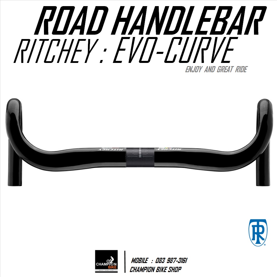 แฮนด์เสือหมอบ RITCHEY : WCS EVO-CURVE ROAD HANDLEBAR 31.8 / 42cm. / สีดำเงา