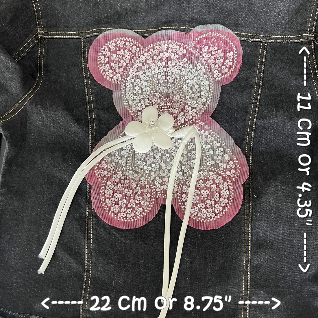 ตุ๊กตาหมี คริสตัล ชมพู ตัวรีดติดเสื้อ (รุ่นไม่มีกาว) เย็บติด ตกแต่งเสื้อผ้า หมวก กระเป๋า แจ๊คเก็ตยีนส์ Cute Creature Embroidered Sewn on Patch