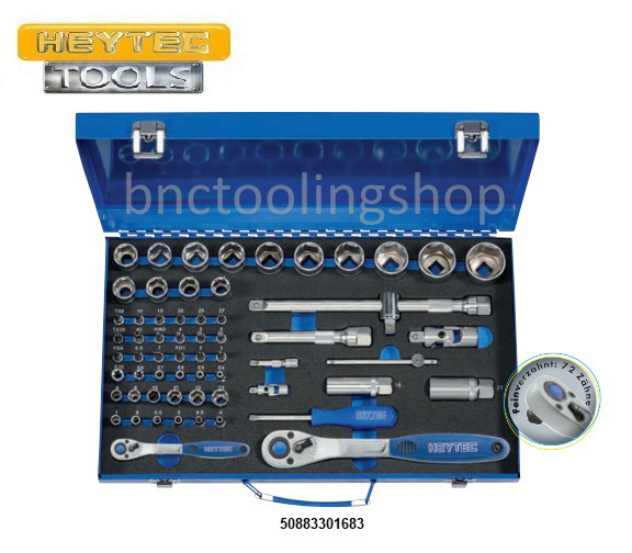 ลูกบ๊อกชุดพร้อมด้ามรู 1/2" x 6เหลี่ยม 61ชิ้น,Socket Set 61pcs,HEYTEC,50883301683