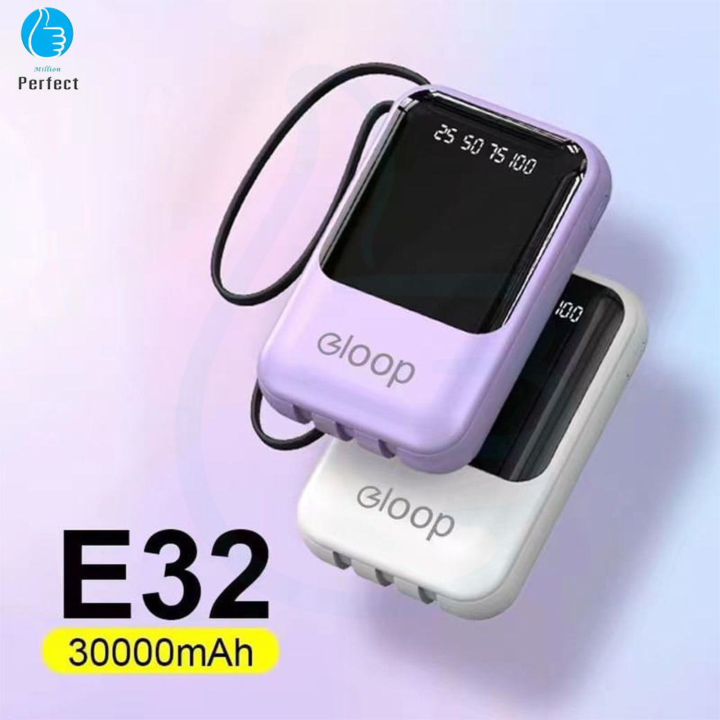 แบตสำรอง Power Bank 30000 mAh รุ่น E32 มีหัวชาร์จถึง 3 ห้ว พร้อมไฟหฉายให้ตัวใน ชาร์จได้ทุกรุ่นทุกยี่ห้อ ไม่ต้องพกสาย บางเบา มีจอแสงแสดง%