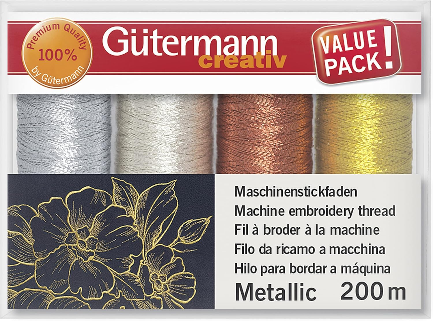 Gutermann Machine embroidery thread set Metallic เซ็ทด้ายดิ้น สำหรับปักจักร (734485-1)