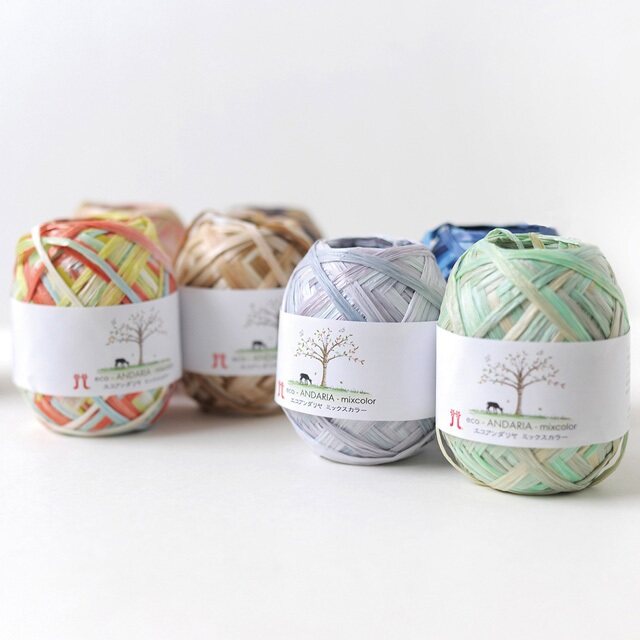 🇯🇵Hamanaka Raffia Eco-Andaria Mix Color ไหมราเฟียสีเหลือบ 40g. Made In JAPAN🇯🇵