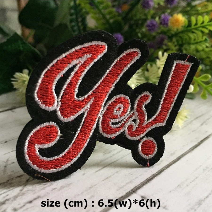 yes ตัวรีด ติดเสื้อ อาร์มรีด อาร์มปัก ตกแต่งเสื้อผ้า หมวก กระเป๋า แจ๊คเก็ตยีนส์ Quote Embroidered Iron on Patch
