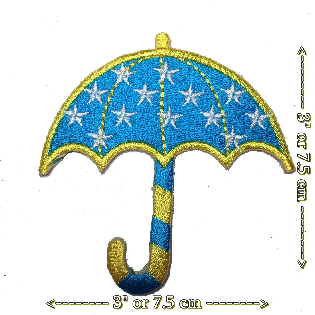 ร่ม สีฟ้า น่ารัก ตัวรีดติดเสื้อ อาร์มรีด อาร์มปัก ตกแต่งเสื้อผ้า หมวก กระเป๋า แจ๊คเก็ตยีนส์ Cute Embroidered Iron on Patch