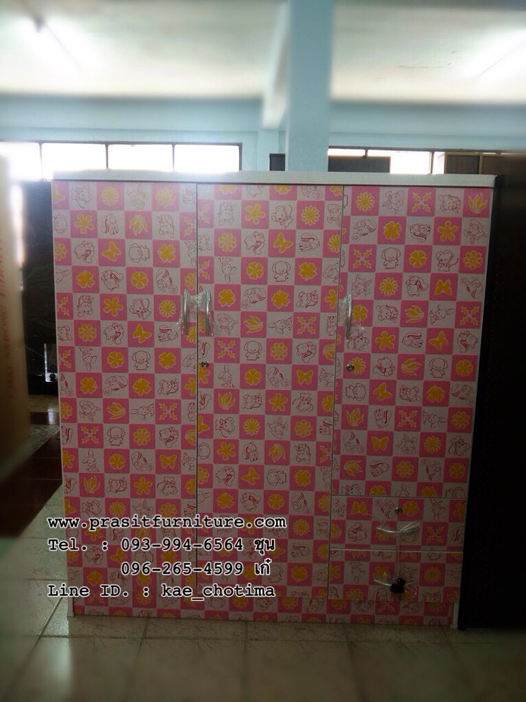 ตู้เสื้อผ้าเด็ก 3 บาน ขนาด 120 ซม.