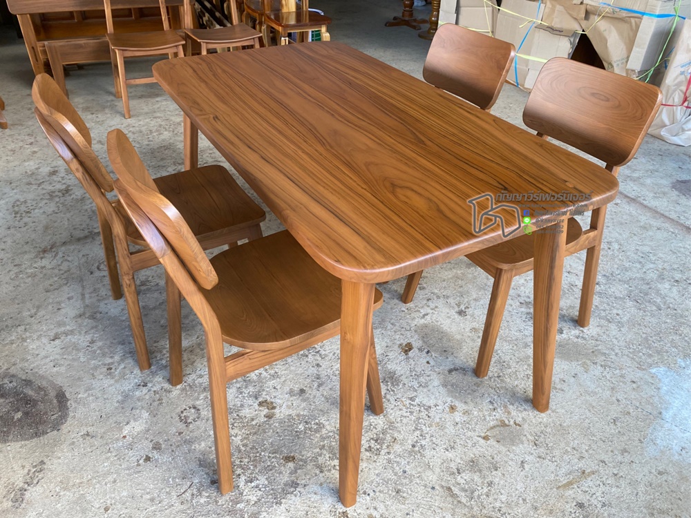 ชุดโต๊ะไม้สักมินิมอล