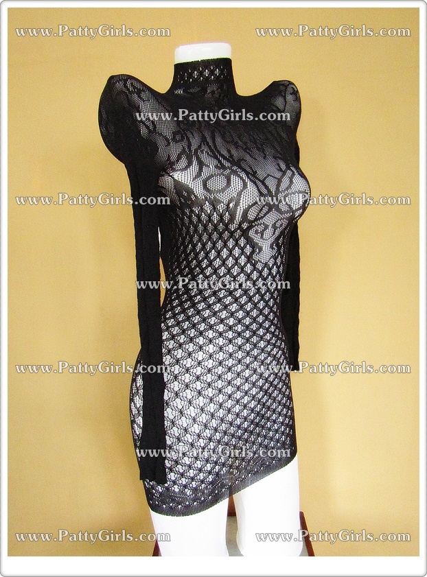 K186 เดรสตาข่ายกระโปรงสั้น ชุดตาข่ายแขนยาวมาในแบบเดรสกระโปรงสั้น ด้านหลังเว้าแผ่นหลังกว้างๆ ตัวชุดมีลวดลายตามรูปถ่ายสินค้าจริงเลยค่ะ