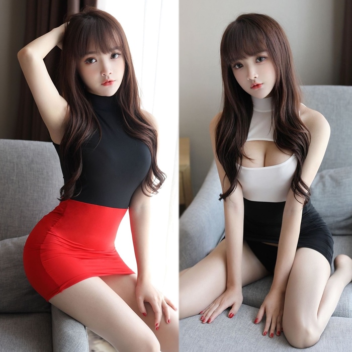 L581 ชุดเดรสสั้นเซ็กซี่ ชุดอีโรติกมาในแบบชุดเดรสกระโปรงสั้น ตัวชุดเป็นผ้ายืดเนื้อบางนิ่ม สามารถใส่สลับหน้าหลังได้ตามรูปถ่ายสินค้าจริง