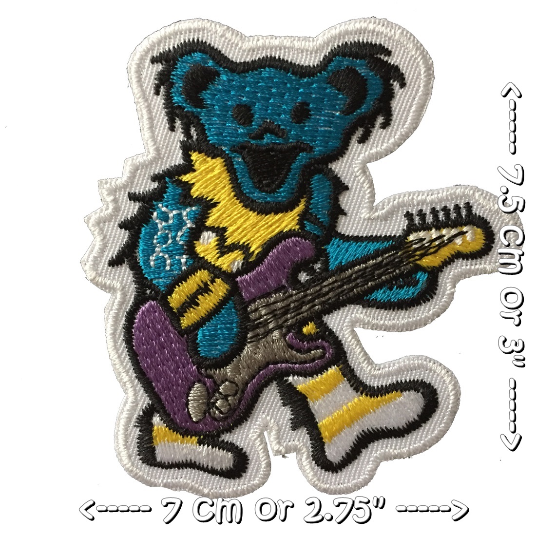 Grateful Dead หมีเล่นกีตาร์ เกรทฟูล เดด วงดนตรี ตัวรีดแบบปัก อาร์มปัก ตัวรีดติดเสื้อ ตัวรีด ติดกระเป๋า ติดหมวก ติดแจ๊คเก็ต Rock Iron on Embroidered Patch