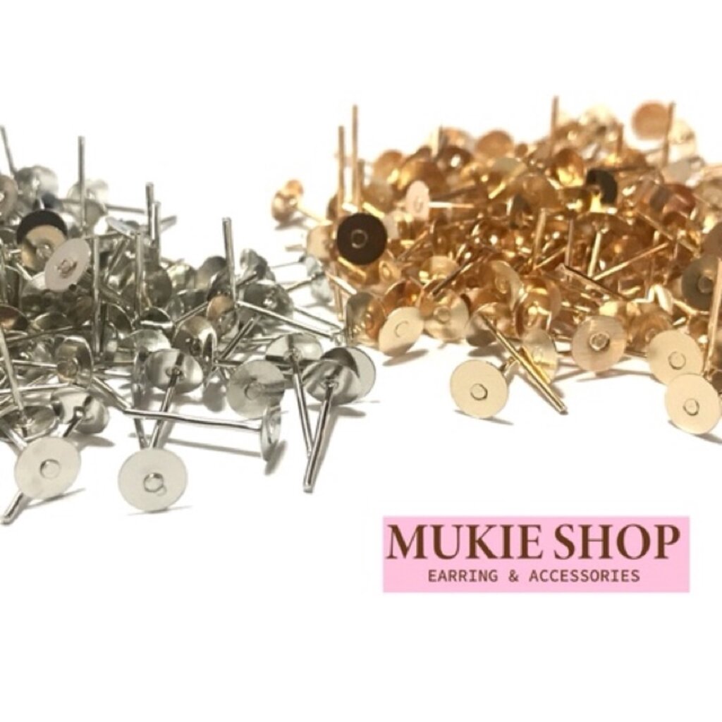 DIY รวมอะไหล่ ก้านต่างหู KC gold,White K (แบบ Basic) แพ็ค 20,50 ชิ้น