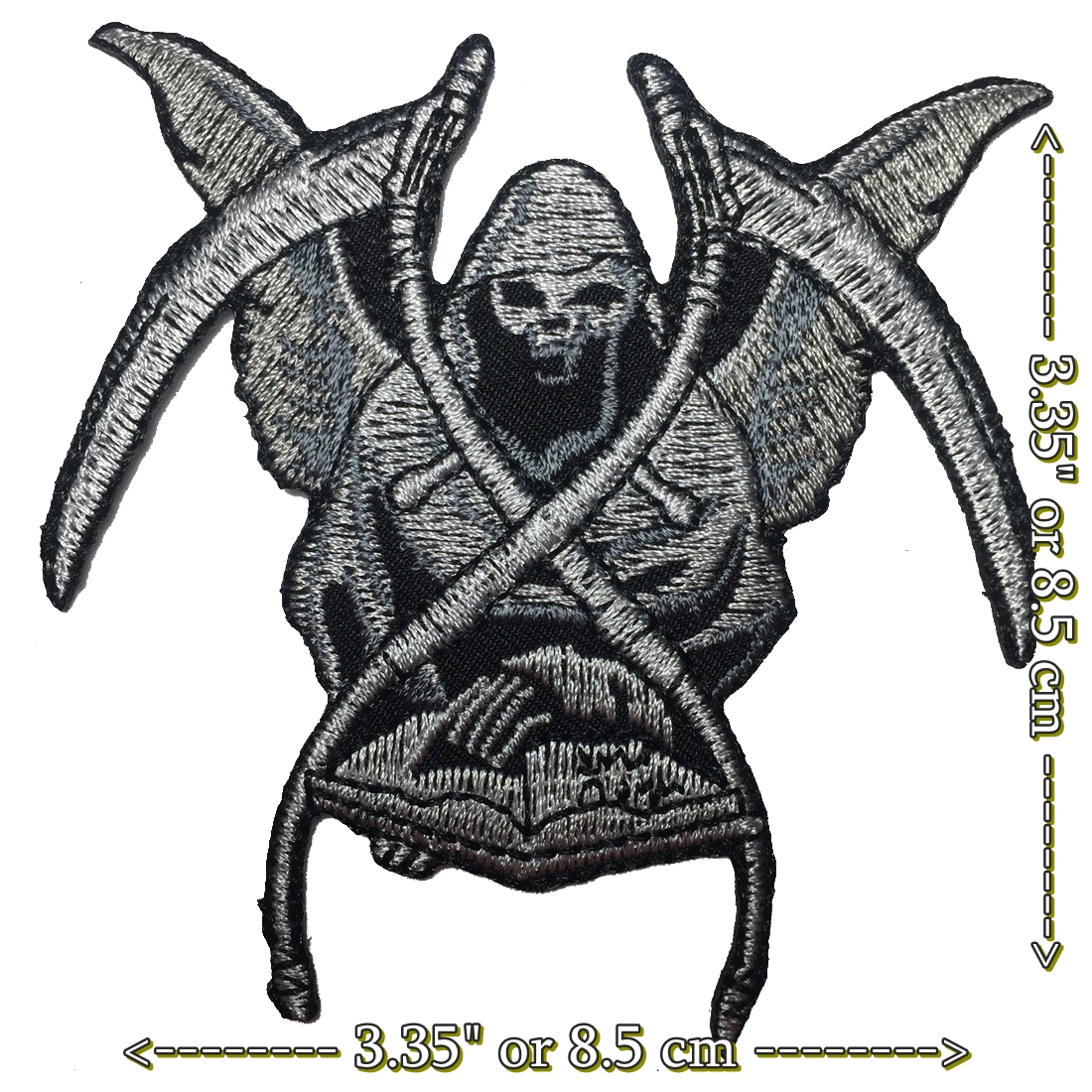 ปีศาจ Grim Reaper ตัวรีดติดเสื้อ อาร์มรีด อาร์มปัก ตกแต่งเสื้อผ้า หมวก กระเป๋า แจ๊คเก็ตยีนส์ Dark Embroidered Iron on Patch