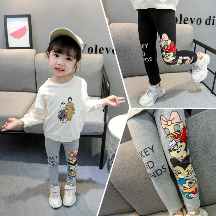 GK10/🧸พร้อมส่ง🧸ชุดเด็กผู้หญิง กางเกงผ้ายืดขายาวมิ้กกี้