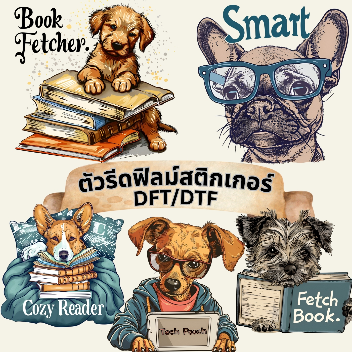 ตัวรีดติดเสื้อ หมา กราฟฟิคเสื้อ ฟิลม์รีดร้อน พิมพ์ลาย สกรีนลาย ฟิลม์ DFT DTF