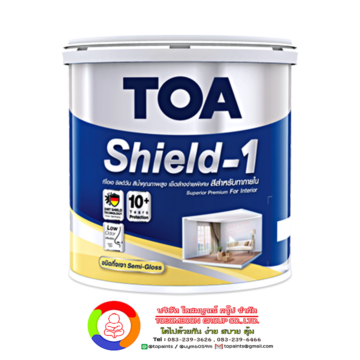 ทีโอเอ ชิลด์ วัน ภายใน ชนิดกึ่งเงา TOA Shield-1 For Interior (Semi-Gloss)