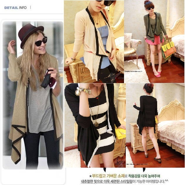 เสื้อคลุมผ้านิตติ้งเนื้อบาง ชายเสื้อด้านหน้ายาวกว่าด้านหลัง ส่งฟรี ems