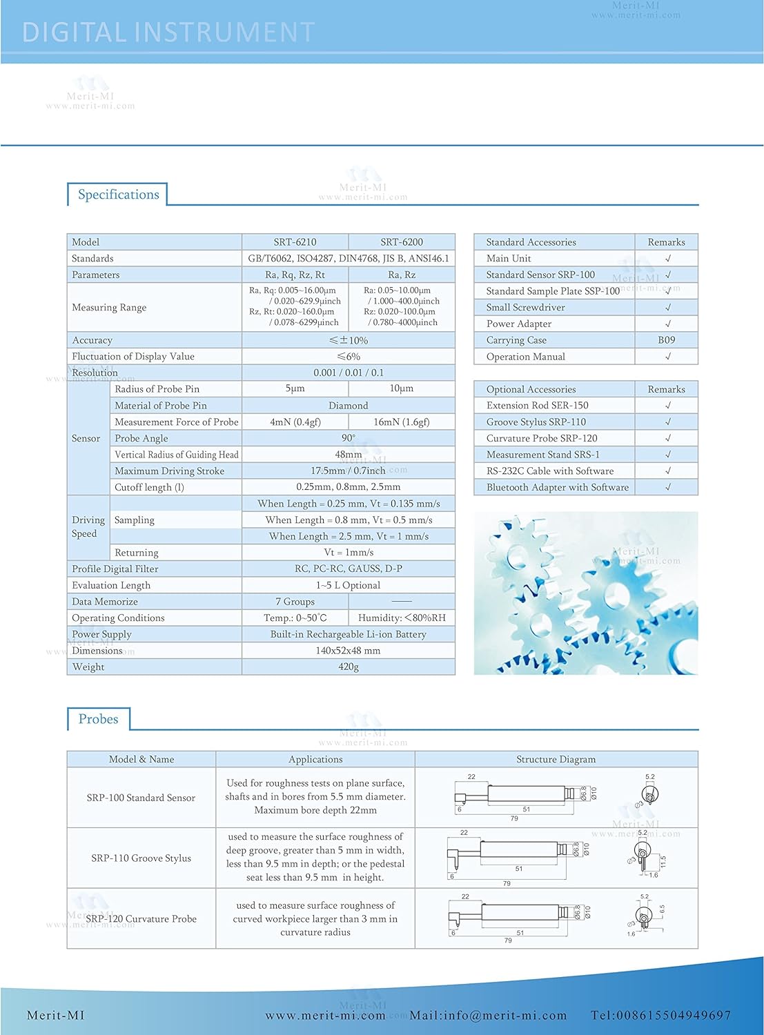 เครื่องวัดความเรียบผิว,SRT-6210 Digital Surface Roughness Tester Profile Gauge Surftest Profilometer Ra Rz Rq Rt