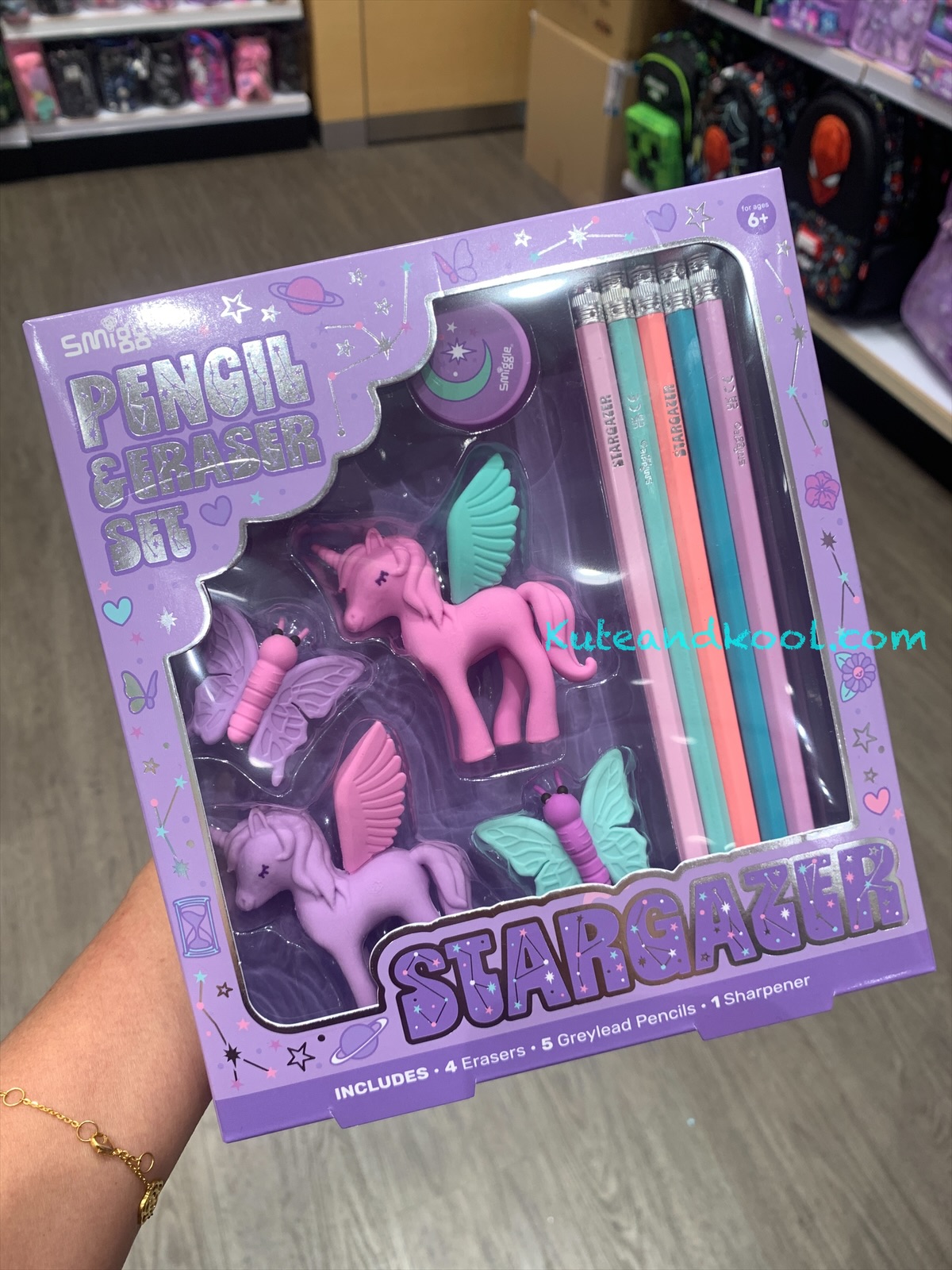 เซ็ตดินสอ ยางลบ Smiggle pencil and eraser set -