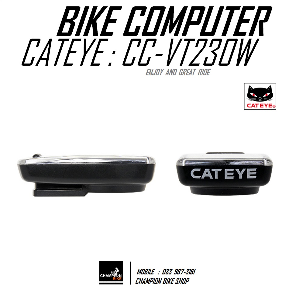 ไมล์วัดวามเร็วจักรยาน CATEYE : VT230W VELO WIRELESS BIKE COMPUTER สีดำ
