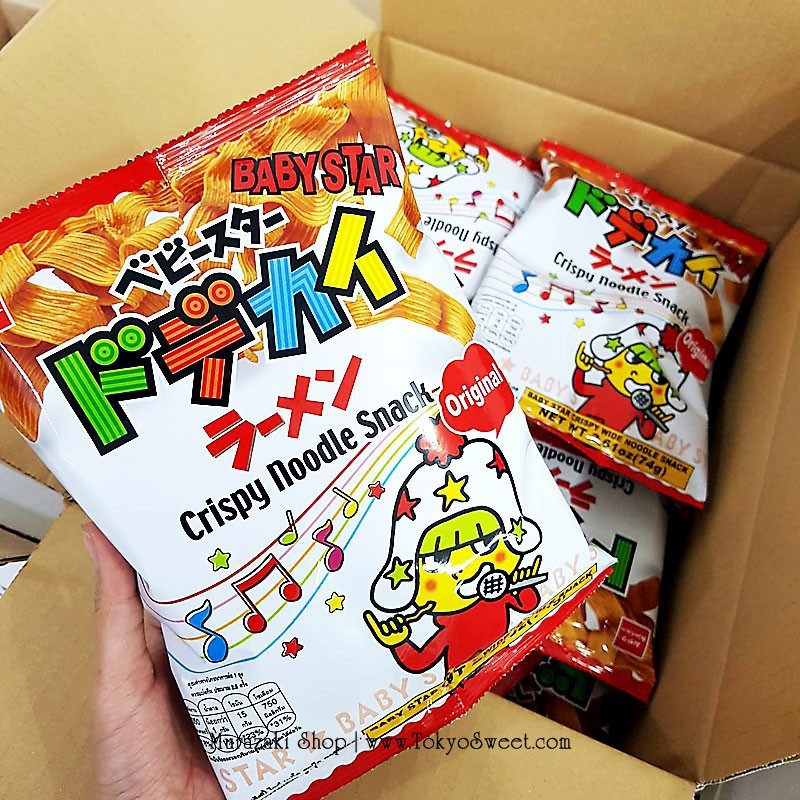 Baby Star Original เบบี้สตาร์ นูเดิ้ล สแน็ค มาม่าญี่ปุ่นกรอบแบบเส้นใหญ่ รสออริจินัล บรรจุ 74 กรัม