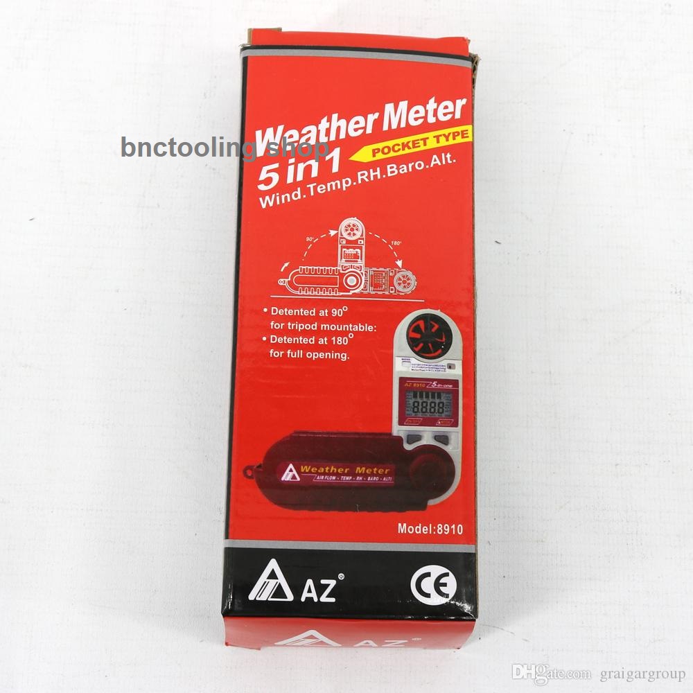 เครื่องวัดความเร็วลม Anemometer weather instrument / temperature and humidity meter / atmospheric pressure tester / detector altitude AZ8910