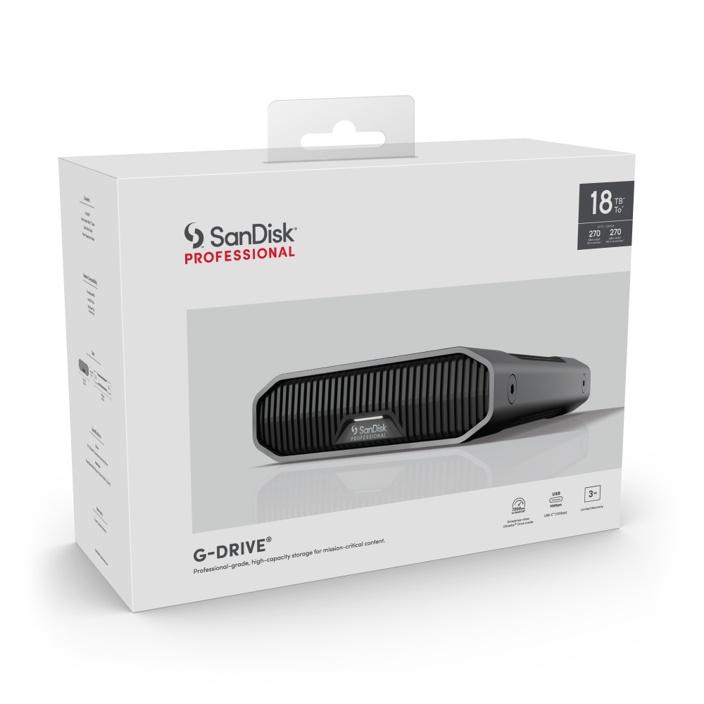 G-DRIVE Tetris SPACE GREY (SDPHF1A) Enterprise-Class Desktop Hard Drive, USB-C (10Gbps), Kensington Security Slot 4TB 6TB 12TB 18TB 22TB SanDisk Professional