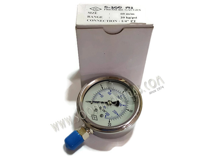 เกจ์วัดแรงดันแก๊ส (น้ำมัน) HIGH PRESSURE GAUGE IK 0-20 kg