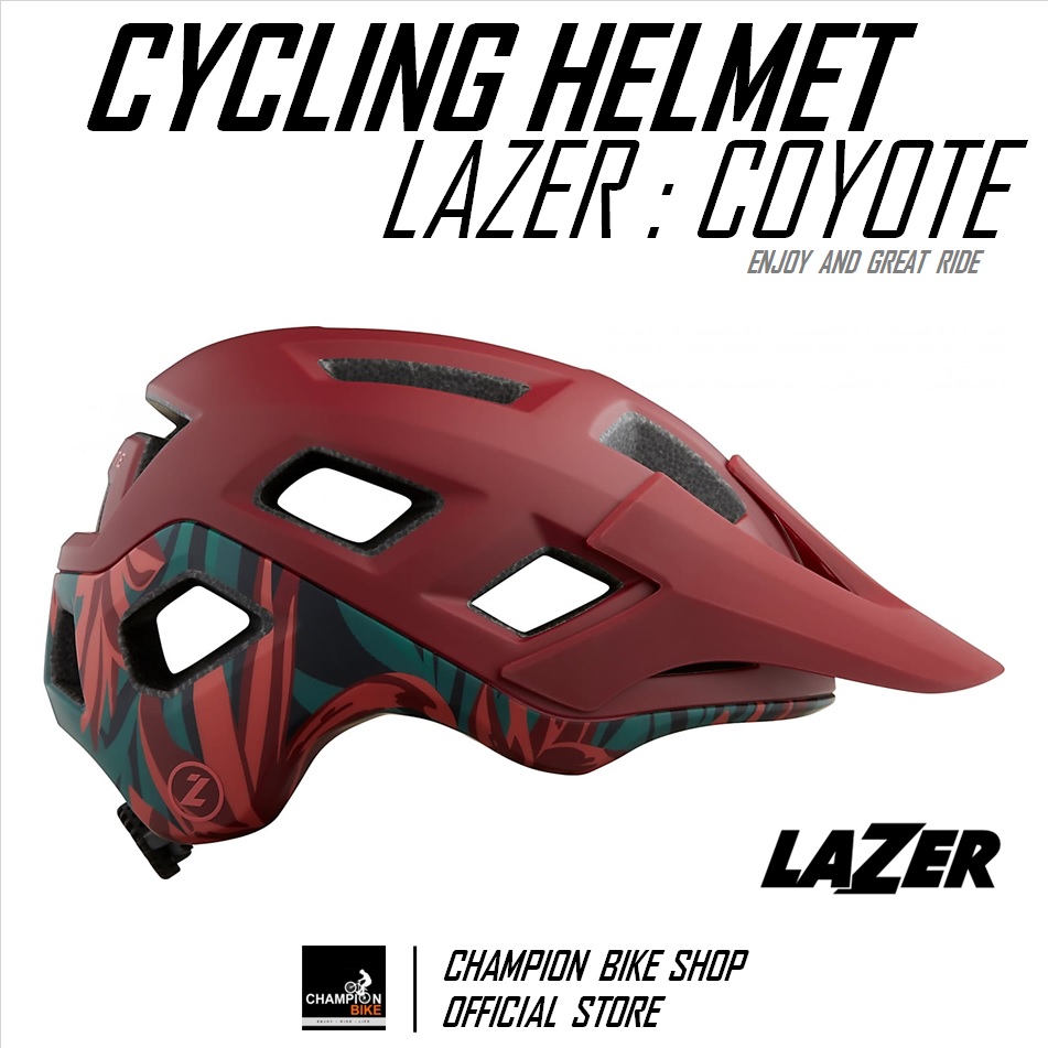 หมวกจักรยาน LAZER : COYOTE MTB BIKE HELMET สีแดงเข้มด้าน