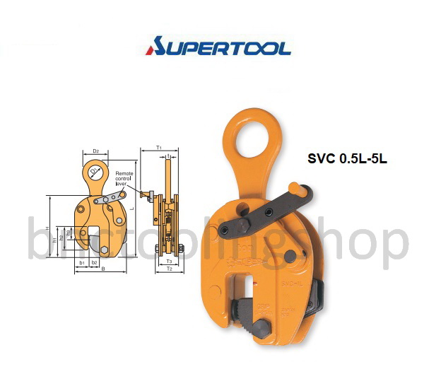แคลมป์ยกแนวตั้ง (แบบก้านล็อค) ความจุสูงสุด 5 ตัน,Vertical Lifting Clamp (Lock Lever Type) Rated capacity 5 Ton,Supertool,SVC 5L