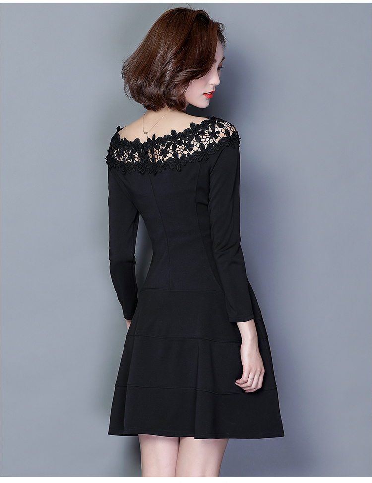 ชุดเดรสสีดำ แขนยาว ส่งฟรี ems