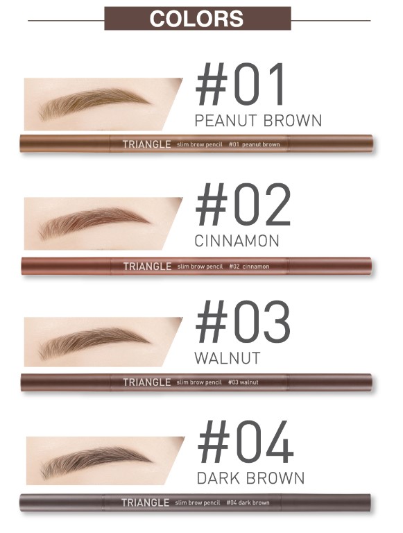 Baby bright triangle slim brow pencil 0.07G #02 Cinnamon เบบี้ไบร์ท ดินสอเขียนคิ้วหัวสามเหลี่ยม ไทรแองเกิลสลิมบราวเพนซิล 0.07G สี 02 Cinnamon