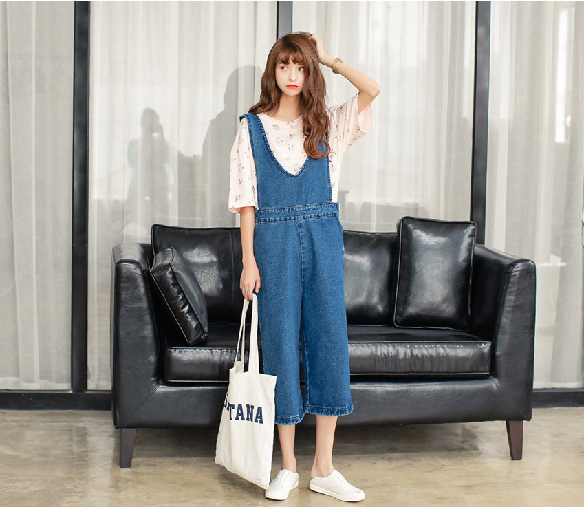 จั๊มสูทยีนส์ขายาว 5 ส่วน ส่งฟรี ems