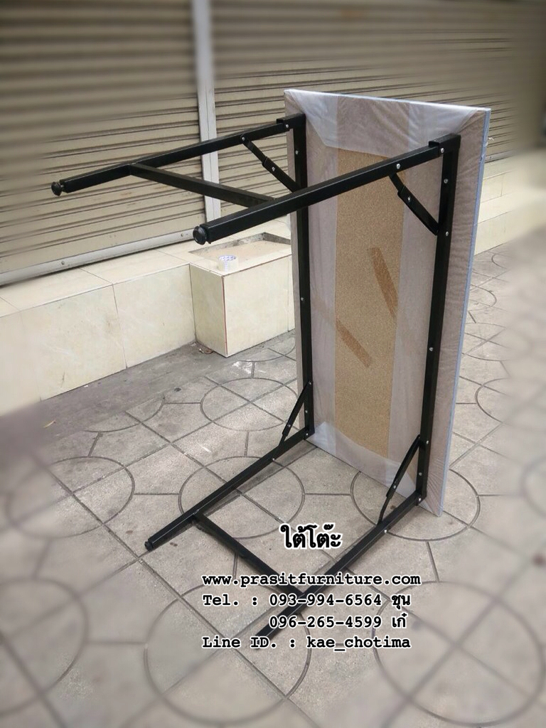 โต๊ะพับหน้าขาว ผิวเมลามีน ขาสีดำ