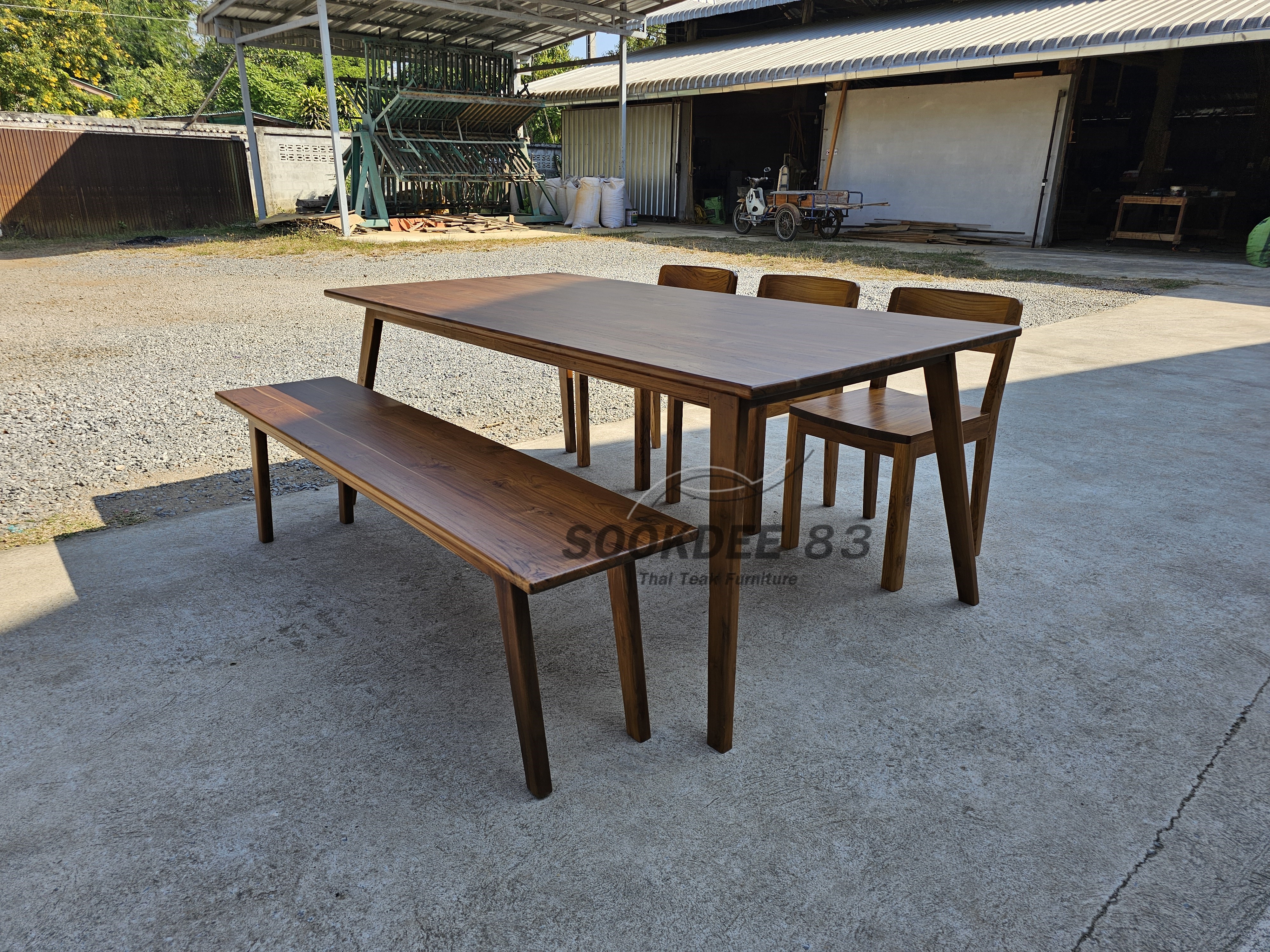 ชุดโต๊ะกินข้าวงขาเหลี่ยม มานั่งยาว เก้าอี้มอร์นิง