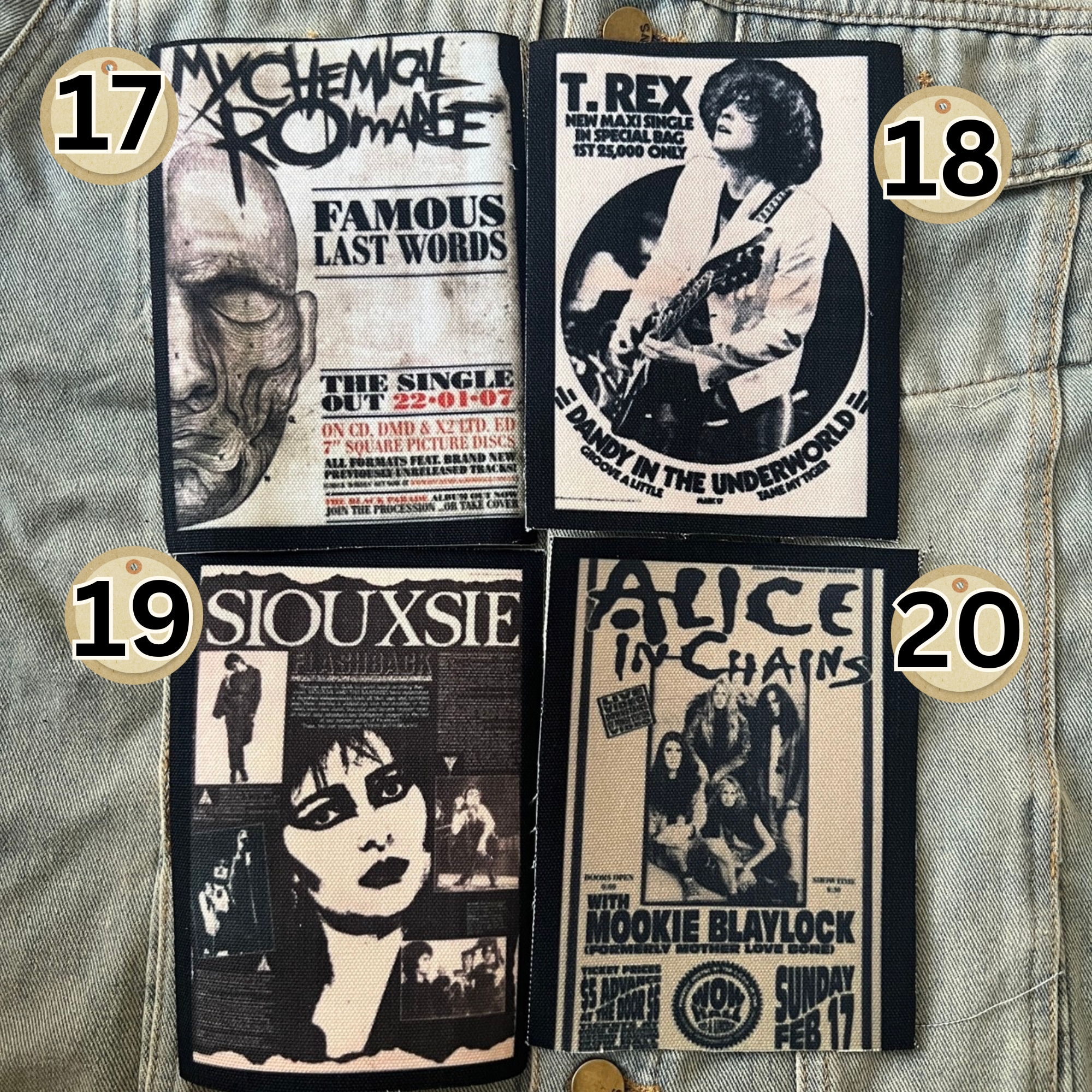 ตัวรีดติดเสื้อ วงดนตรี ร็อค วินเทจ พังค์ ผ้าแคนวาสพิมพ์ลาย ตกแต่งเสื้อผ้า Canvas Iron on Patch