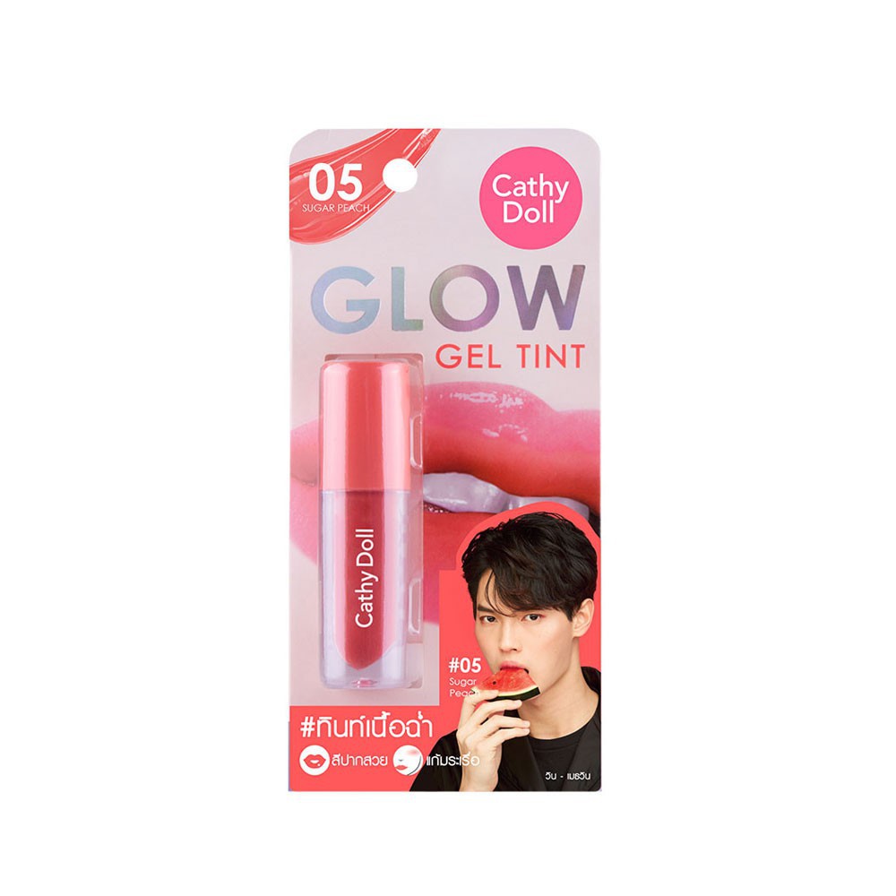 Cathy Doll Glow Gel Tint 2.4G #05 SUGAR PEACH เคที่ดอลล์ ลิปทินท์เนื้อฉ่ำ โกลว์เจลทินท์ 2.4G สี 05 SUGAR PEACH