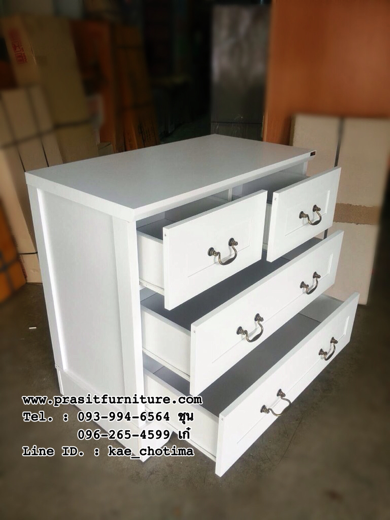ตู้ลิ้นชัก สไตล์วินเทจ สีขาว DW-8001
